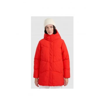 Geaca matlasata dama  rosie - poliester - cu gluga - oversize