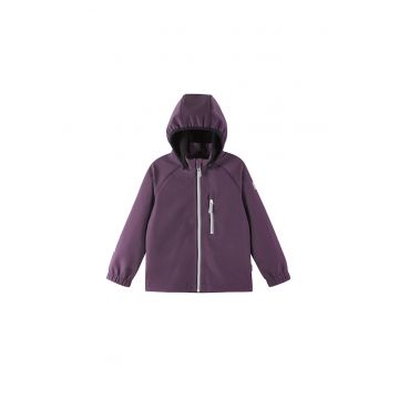 Geaca softshell copii -  violet - poliester reciclat - fermoar -