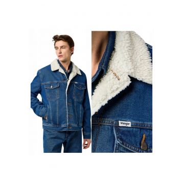 Jacheta Barbati -  Marimea 3Xl - Albastru - Sherpa Classic Jacket - Regular Fit - Inchidere Nasturi - Material 100% Bumbac