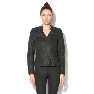 Jacheta biker de piele ecologica Ava - Negru