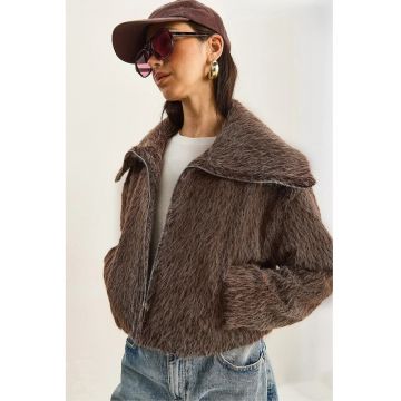 Jacheta bomber dama HiCCUP - textil - maro