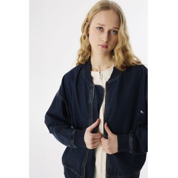 Jacheta bomber supradimensionata din denim - Albastru ultramarin