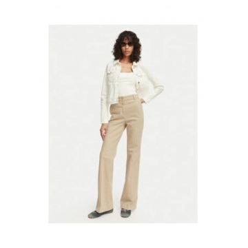 Jacheta din denim -  bej - croiala regulara - fara gluga - pentru femei -