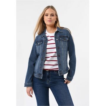 Jacheta scurta din denim cu nasturi - cu buzunare -  J-Luna - albastru - Albastru