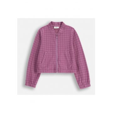 Sacou bomber fete  material elastic - cu fermoar si buzunare - roz