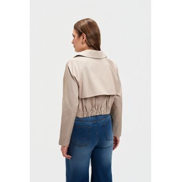 Trenci crop cu terminatie elastica - Bej