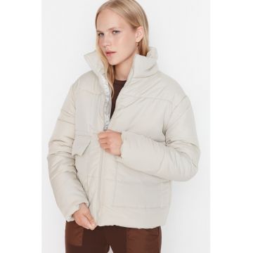 Geaca cu buzunare cu clapa - Alb fildes