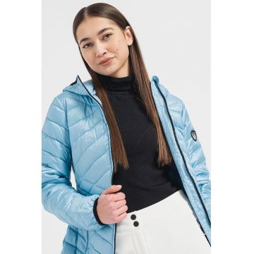 Geaca cu vatelina subtire cu logo - Albastru deschis