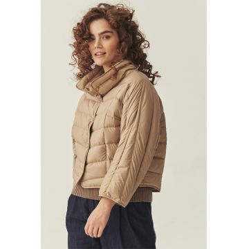 Geaca crop cu vatelina - Bej inchis