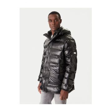 Geaca de iarna barbati -  neagra - fermoar - 55% poliuretan - 45% poliester -
