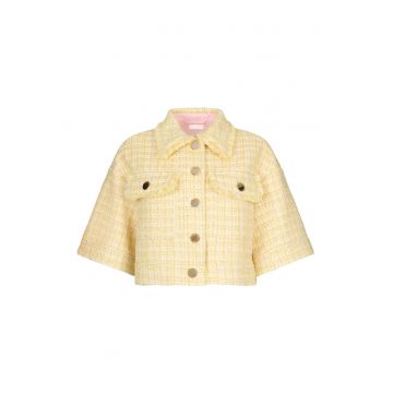Jacheta crop din material boucle - Galben