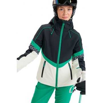 Jacheta cu gluga pentru ski Peak Chic Softshell - Alb/Verde/Negru