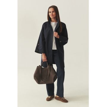 Jacheta scurta relaxed fit cu guler - Albastru ultramarin