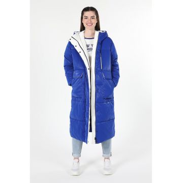 Geaca lunga cu vatelina si gluga Geaca lunga cu vatelina si gluga