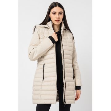 Jacheta cu vatelina si buzunare cu fermoar - Alb fildes