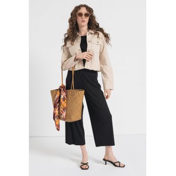 Jacheta din denim cu nasturi - Bej deschis