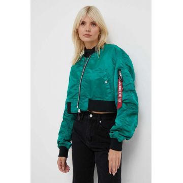 Alpha Industries geaca MA-1 BOXY WMN femei, culoarea verde, de tranzitie