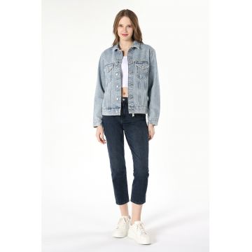 Jacheta de denim cu buzunare cu clapa Jacheta de denim cu buzunare cu clapa