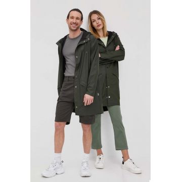 Rains geacă 12020 Long Jacket culoarea verde, de tranziție 12020.03-Green Rains geacă 12020 Long Jacket culoarea verde, de tranziție 12020.03-Green