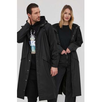 Rains geacă 18360 Longer Jacket culoarea negru, de tranziție 18360.01-Black