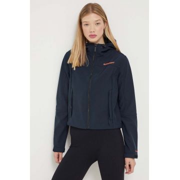 Superdry geaca femei, culoarea albastru marin, de tranzitie