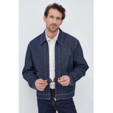 United Colors of Benetton geacă din denim bărbați, culoarea bleumarin, de tranziție