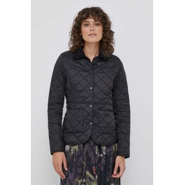 Barbour geaca femei, culoarea negru, de tranzitie