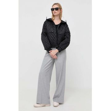 BOSS geaca femei, culoarea negru, de tranzitie, oversize