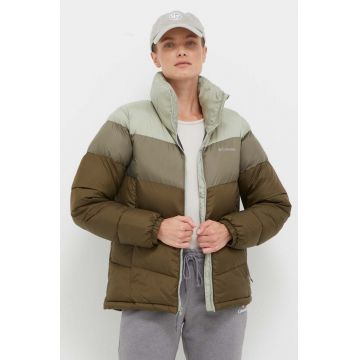 Columbia geacă Puffect Color Block Jkt femei, culoarea verde, de iarnă 1955101