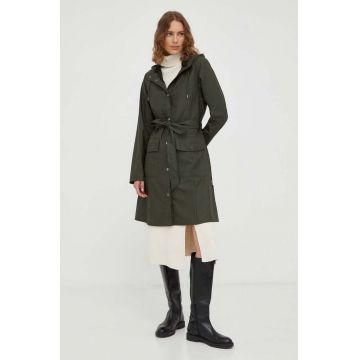 Rains geaca de ploaie 18130 Jackets femei, culoarea verde, de tranzitie