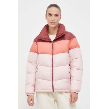 Columbia geacă Puffect Color Block Jkt femei, culoarea roz, de iarnă 1955101