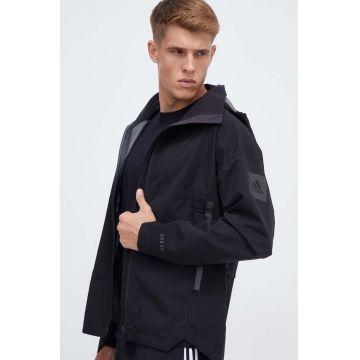 adidas geaca barbati, culoarea negru, de tranzitie