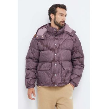 The North Face geaca de puf barbati, culoarea violet, de iarna