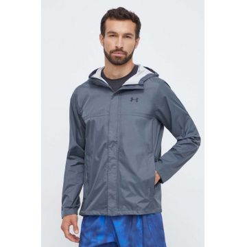 Under Armour geacă de ploaie barbati, culoarea gri, de tranzitie 1374644-BLACK