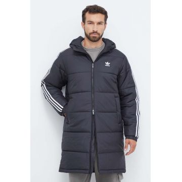 adidas Originals geacă Adicolor Long bărbați, culoarea negru, de iarnă HZ0684