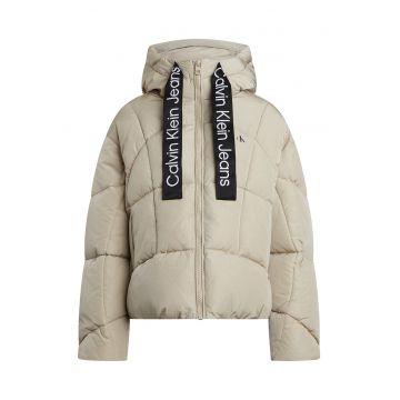 Geaca cu vatelina si gluga - Maro nisip