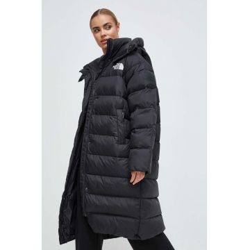 The North Face geaca femei, culoarea negru, de iarna, oversize