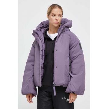 adidas geaca de puf femei, culoarea violet, de iarna