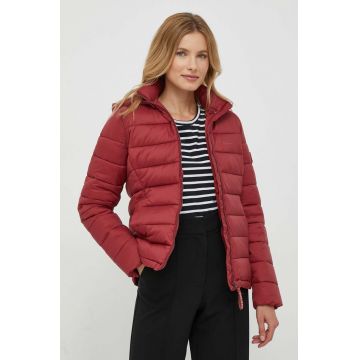 Pepe Jeans geaca femei, culoarea bordo, de tranzitie