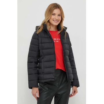 Pepe Jeans geaca femei, culoarea negru, de tranzitie