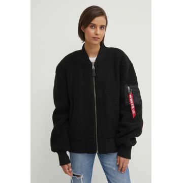 Alpha Industries geacă bomber Ma-1 Teddy femei, culoarea negru, de tranziție, oversize 108102.03-Black