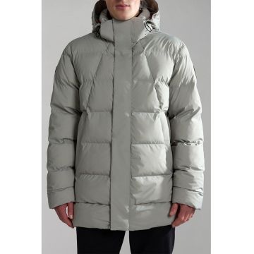 Geaca cu gluga si aspect matlasat - Gri deschis