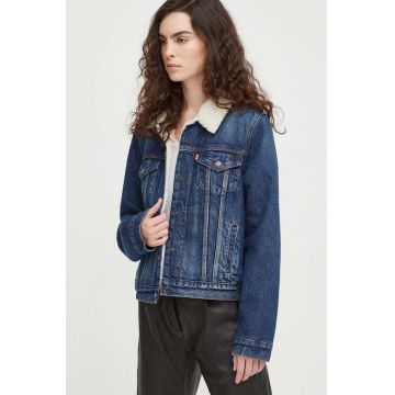 Levi's geacă din denim femei, culoarea bleumarin, de tranziție