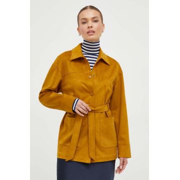 Max Mara Leisure geaca femei, culoarea galben, de tranzitie