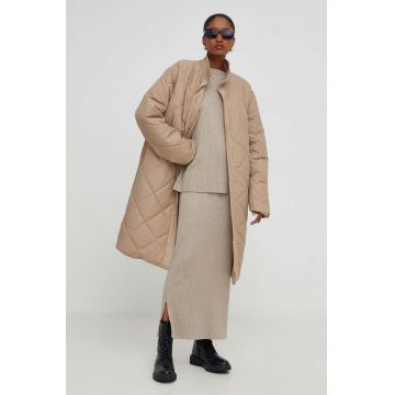 Answear Lab geaca femei, culoarea bej, de tranzitie Answear Lab geaca femei, culoarea bej, de tranzitie