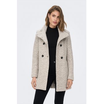 Palton din amestec de lana cu model cu doua randuri de nasturi New Sophia