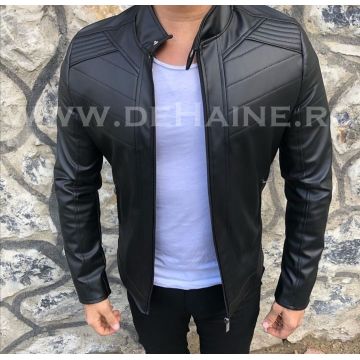 Geaca barbati neagra piele ecologica B2840  N15-1