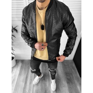 Geaca barbati neagra piele ecologica B2842 Z31
