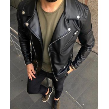 Geaca barbati neagra piele ecologica B3453 121