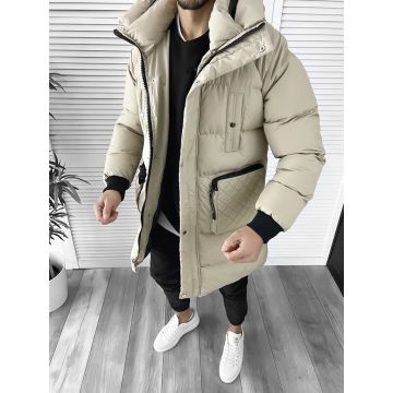 Geaca barbati groasa bej de iarna 1021 57-2